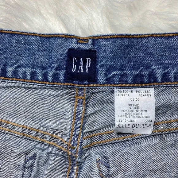 Gap Blue Denim Jean A-Line Back Pockets Zipper Mini Size 4 Made in USA! - Picture 3 of 4